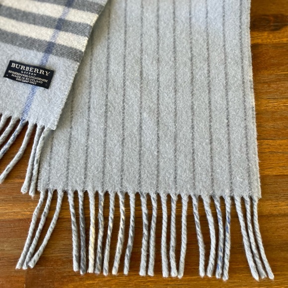 Burberry Scarf Baby Blue Nova Check Reversible Wool Made in Scotland GUC - Picture 4 of 16